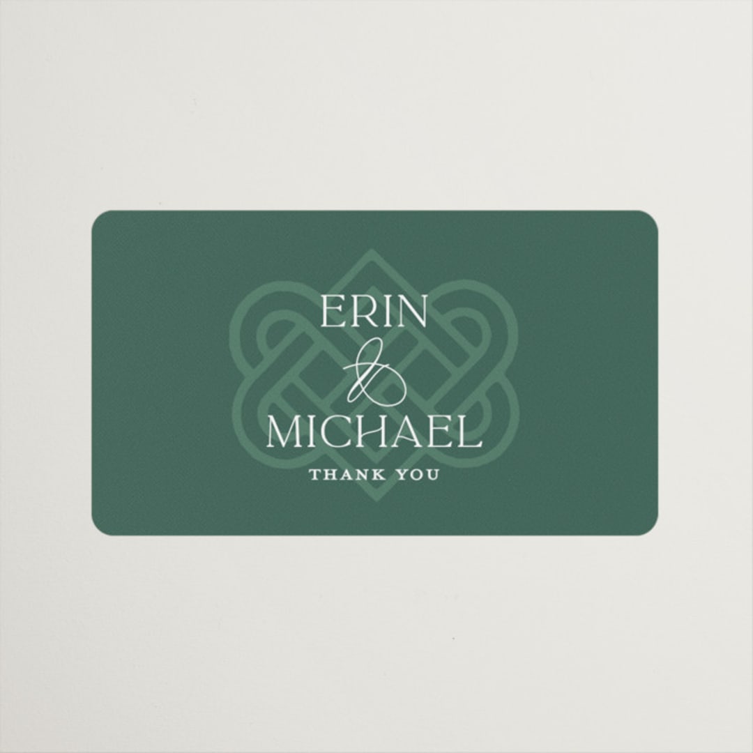 "Celtic Love Knot" - Wedding Favor Stickers in Clover by Kerry Doyle - Front