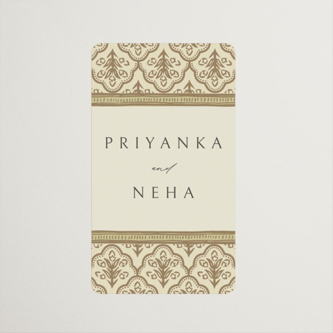 "Aatreya" - Wedding Favor Stickers in Marigold by Pati Cascino - Front