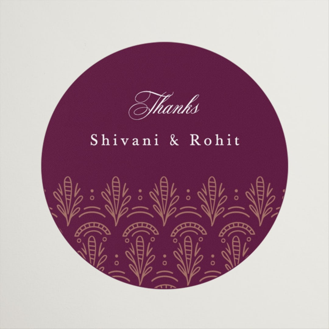 "Zardozi" - Wedding Favor Stickers in Amethyst by Mansi Verma - Front