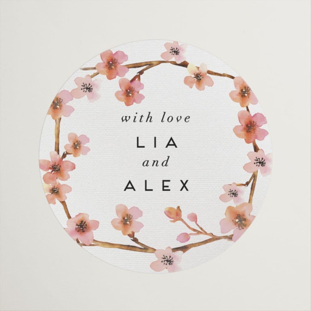 "Love Blossom" - Wedding Favor Stickers in Blush by Petra Kern - Front