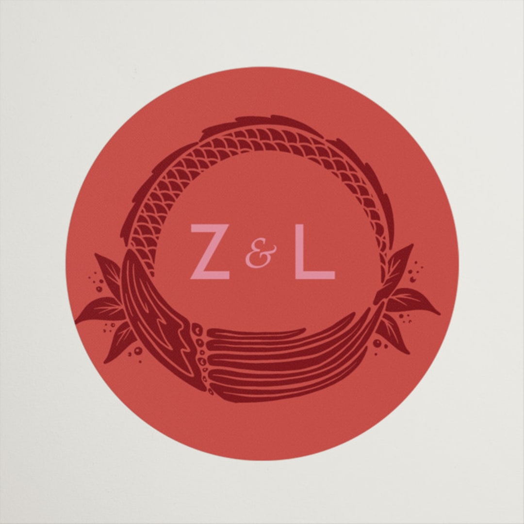 "Fiery" - Wedding Favor Stickers in Ruby by Ghia Designs - Front