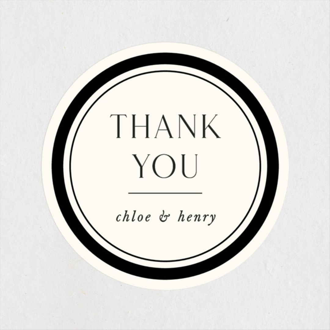 "Simple Elegance" - Wedding Favor Stickers in Onyx by Monika Konieczna - Front