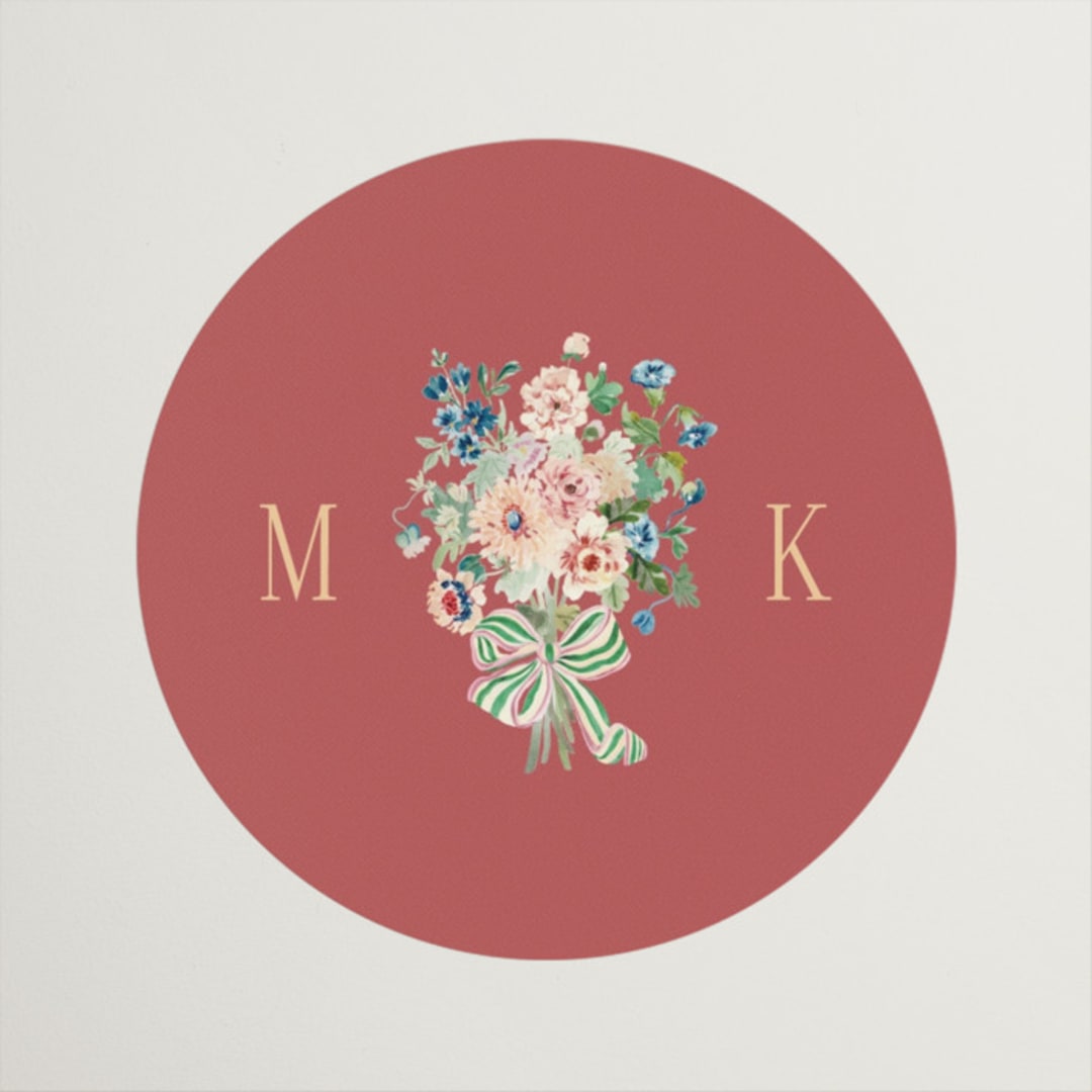 "Ruban en Fleur" - Wedding Favor Stickers in Rose by Itsy Belle Studio - Front