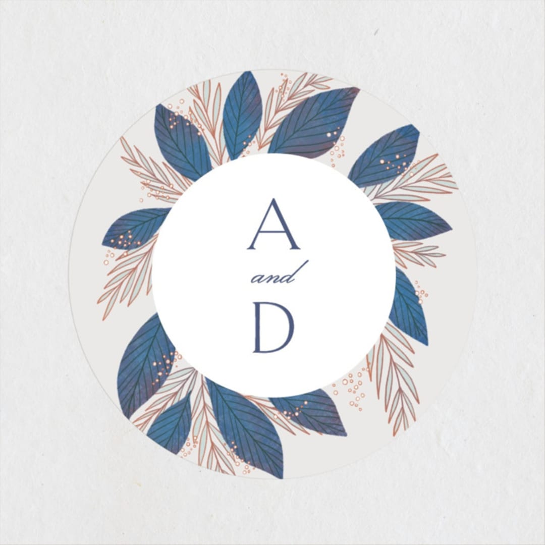 "Bouquet" - Wedding Favor Stickers in Cobalt by Jen Owens - Front