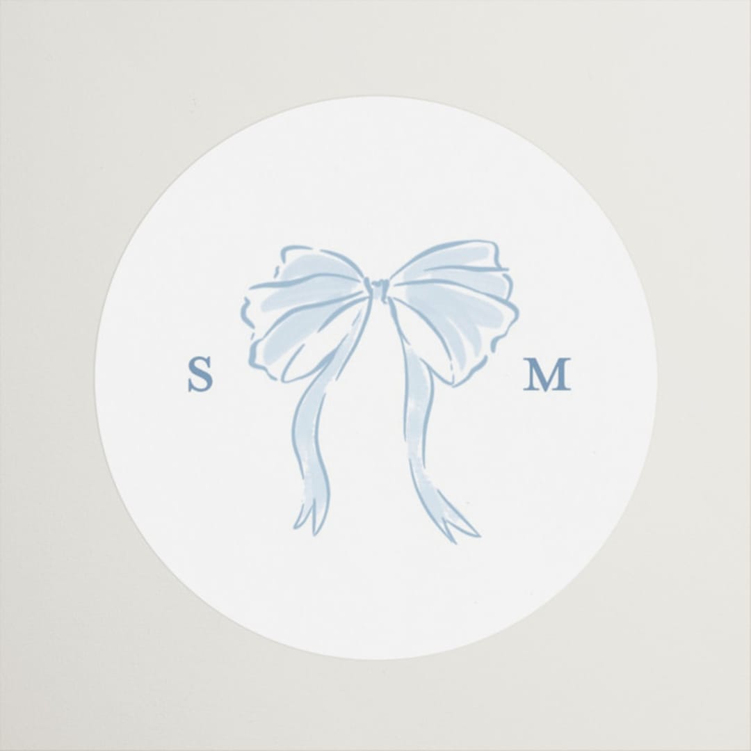 "Bow Frame" - Wedding Favor Stickers in Lagoon by Leah Bisch - Front