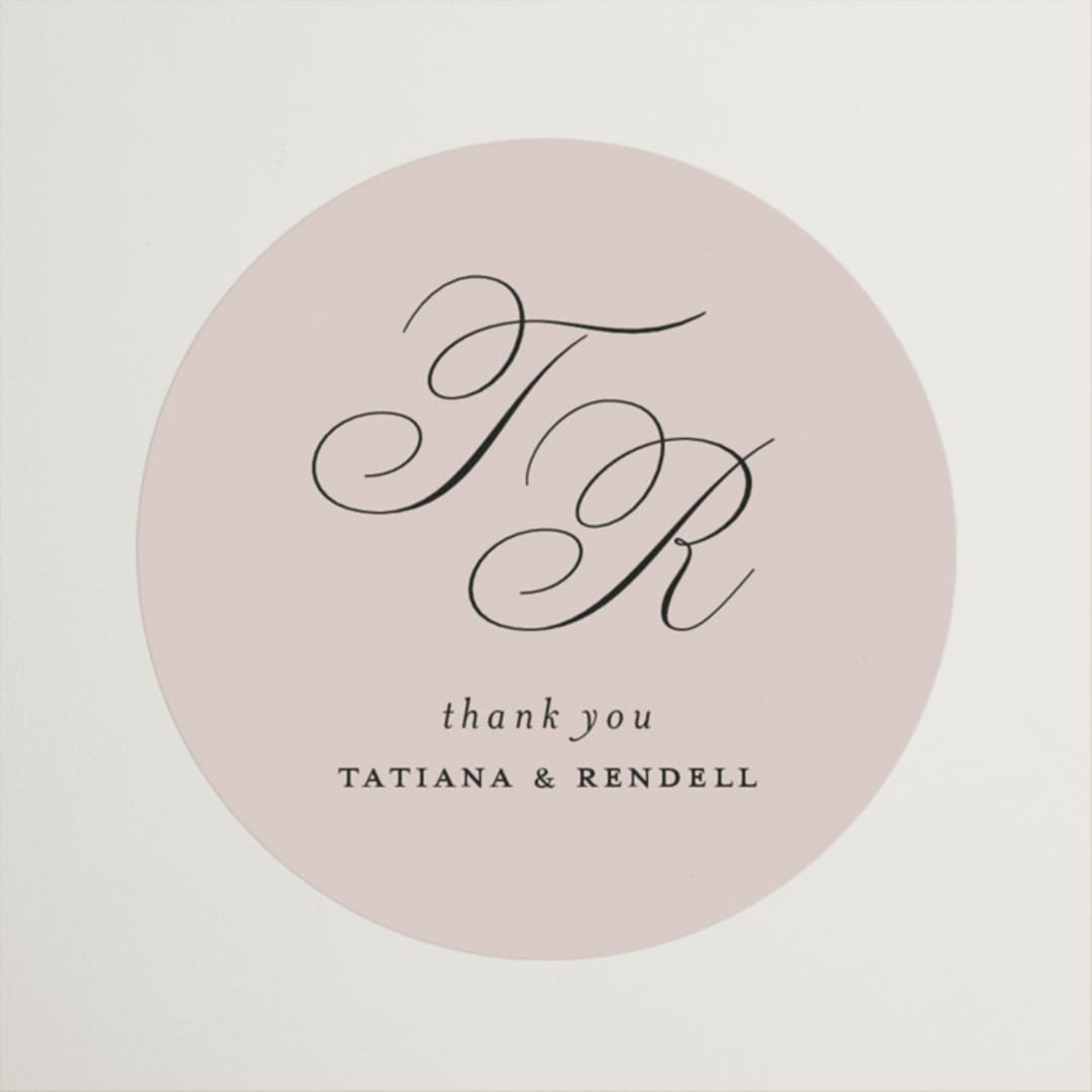 "Arch Monogram" - Wedding Favor Stickers in Dusty Rose by Kelly Schmidt - Front