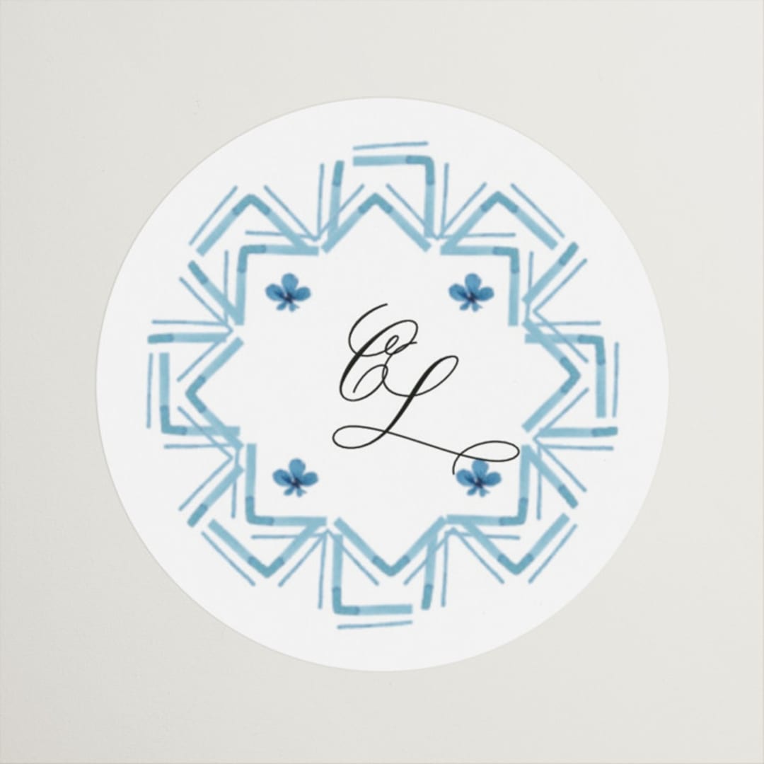 "Almafi" - Wedding Favor Stickers in Cerulean by Itsy Belle Studio - Front