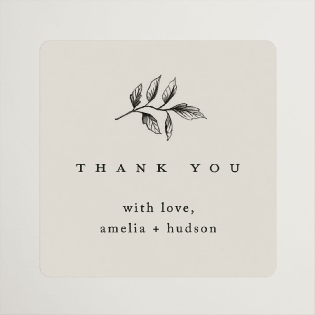 "White Oak" - Wedding Favor Stickers in Dove by Amy Kross - Front