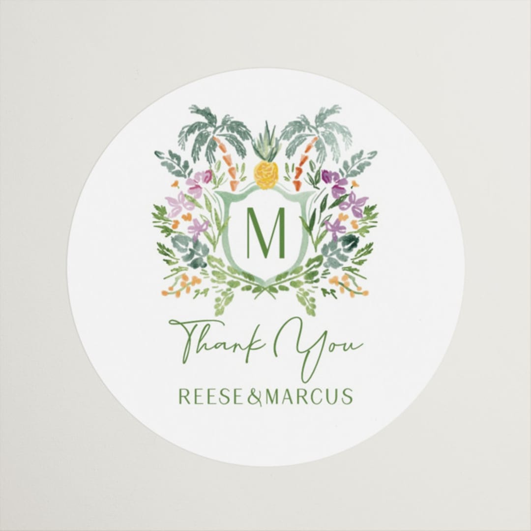 "Tropical Dreams" - Wedding Favor Stickers in Jungle by Petra Kern - Front