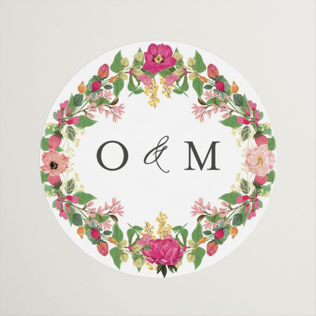 "Meadow Love" - Wedding Favor Stickers in Tropical by Susan Moyal - Front