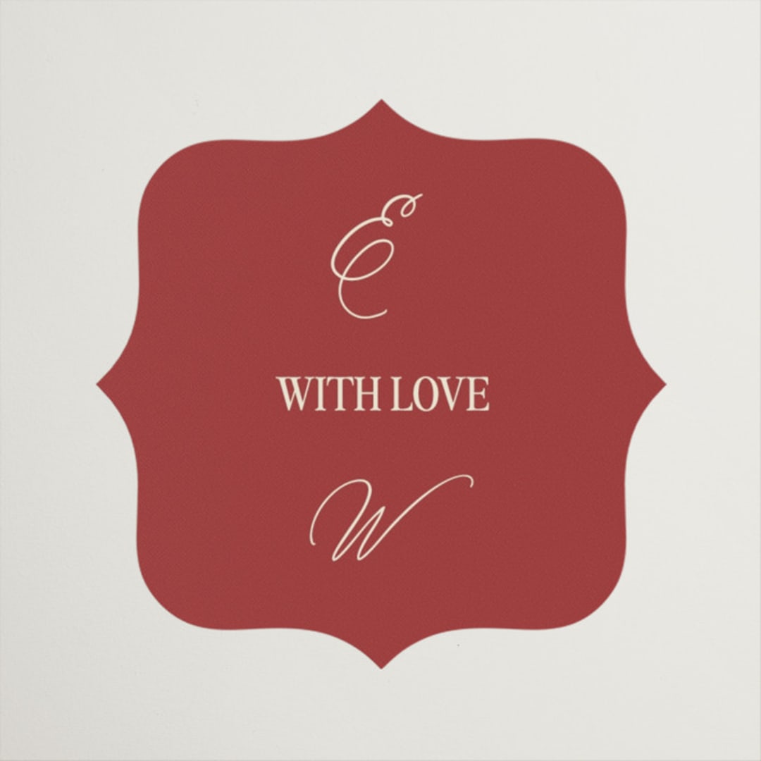"Elizabeth" - Wedding Favor Stickers in Burgundy by Helena Vitto - Front
