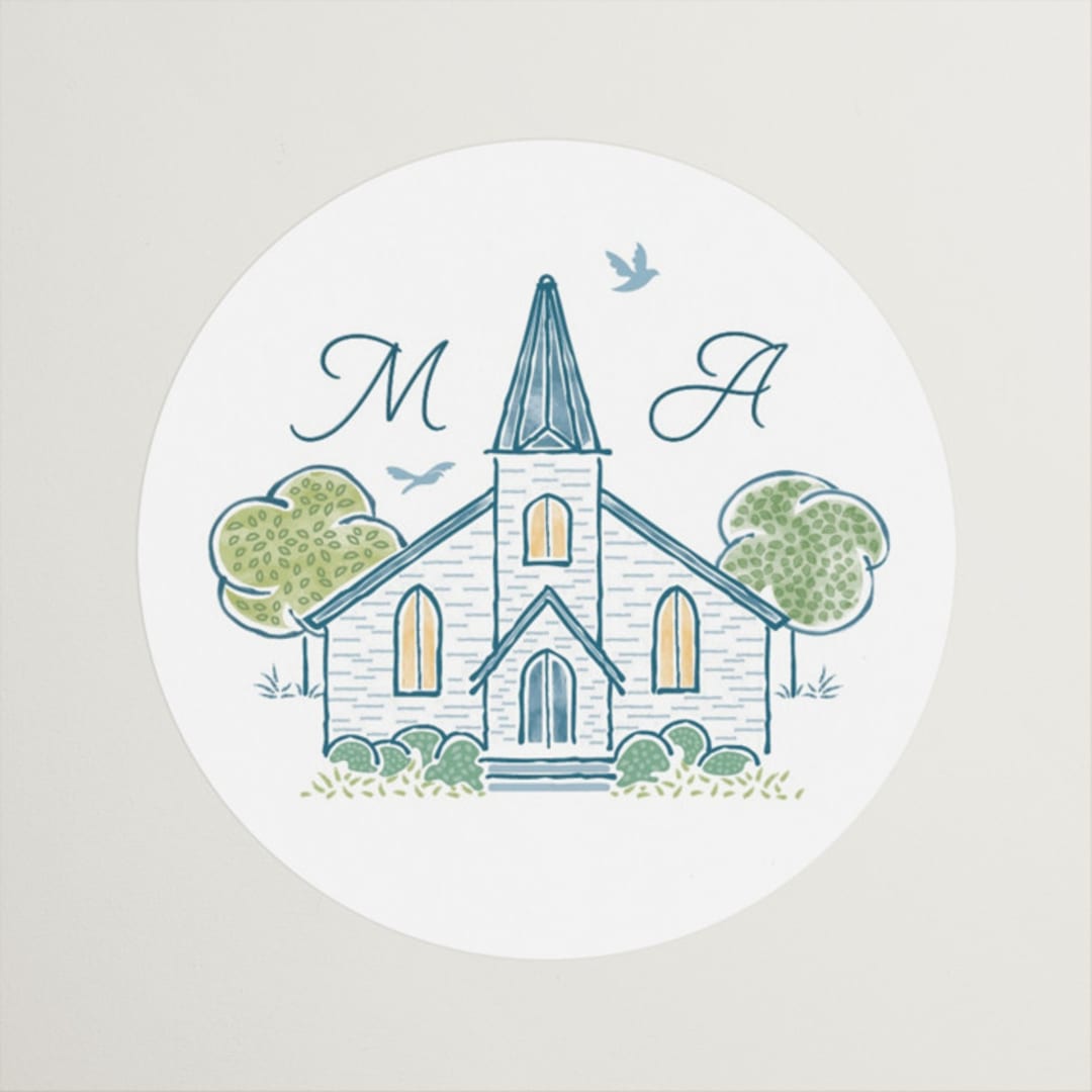 "Going to the Chapel" - Wedding Favor Stickers in Meadow by Paper Sun Studio - Front