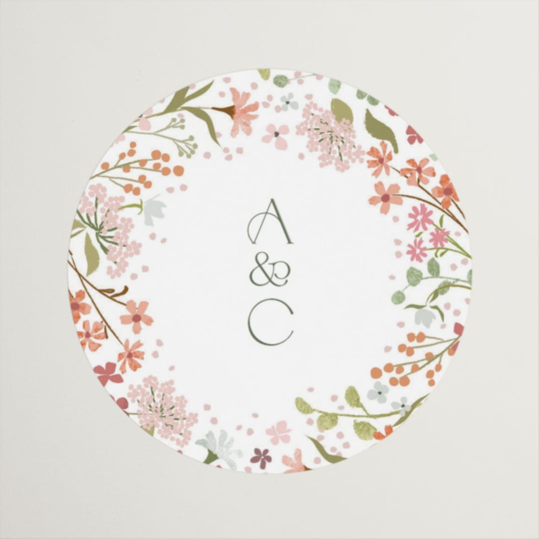 "Avery" - Wedding Favor Stickers in Peony by Jennifer Wick - Front