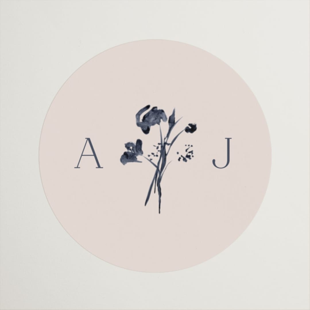 "Floral Monogram" - Wedding Favor Stickers in Champagne by Lindsay Megahed - Front