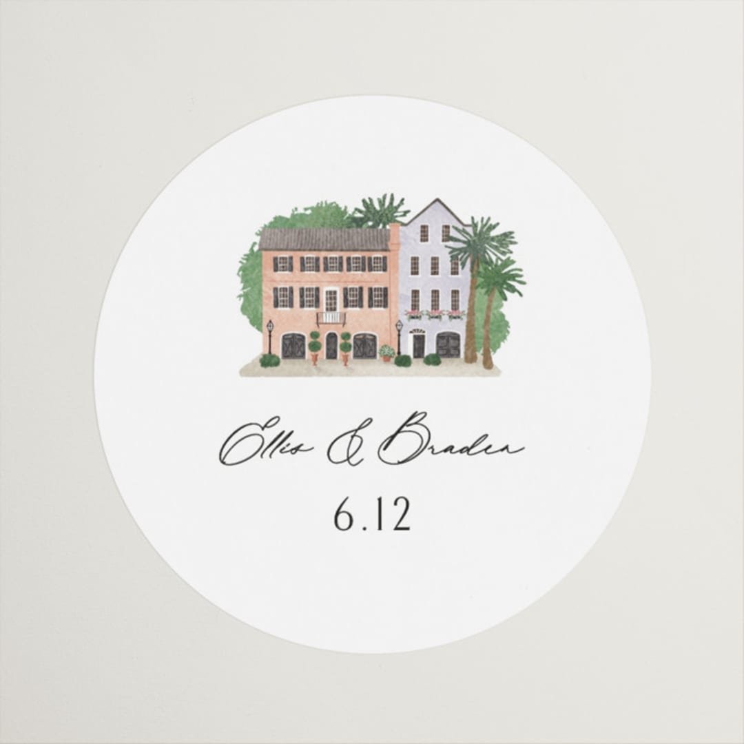 "East Bay street" - Wedding Favor Stickers in Lily by Jennifer Wick - Front