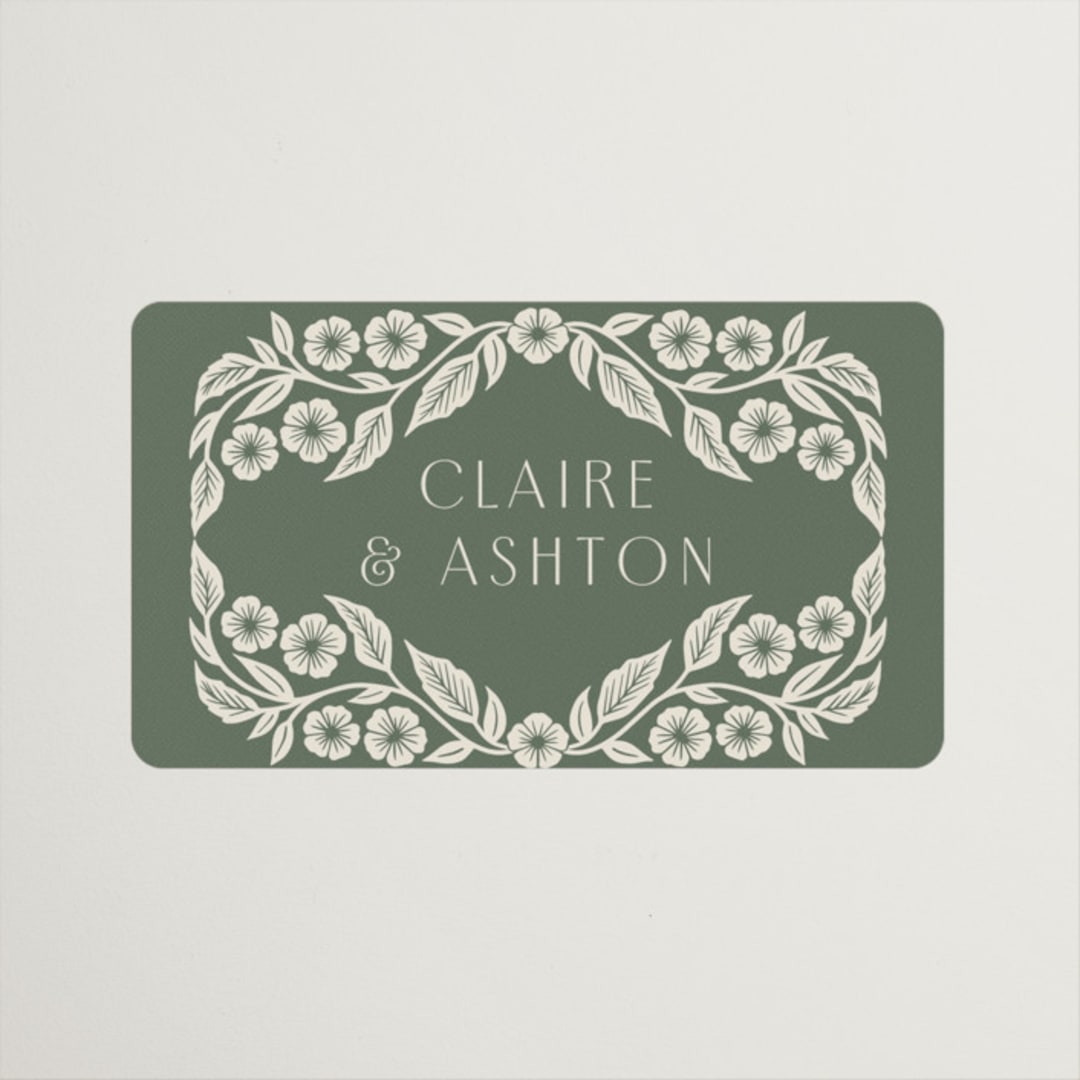 "Floral Diamond" - Wedding Favor Stickers in Eucalyptus by Katharine Watson - Front