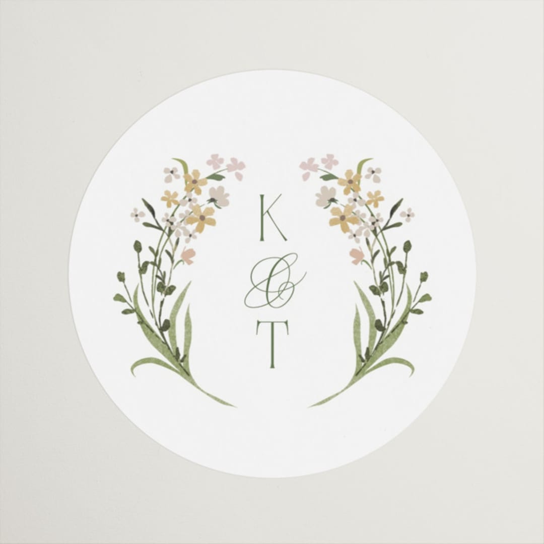 "delicate buds" - Wedding Favor Stickers in Olive by Jennifer Wick - Front