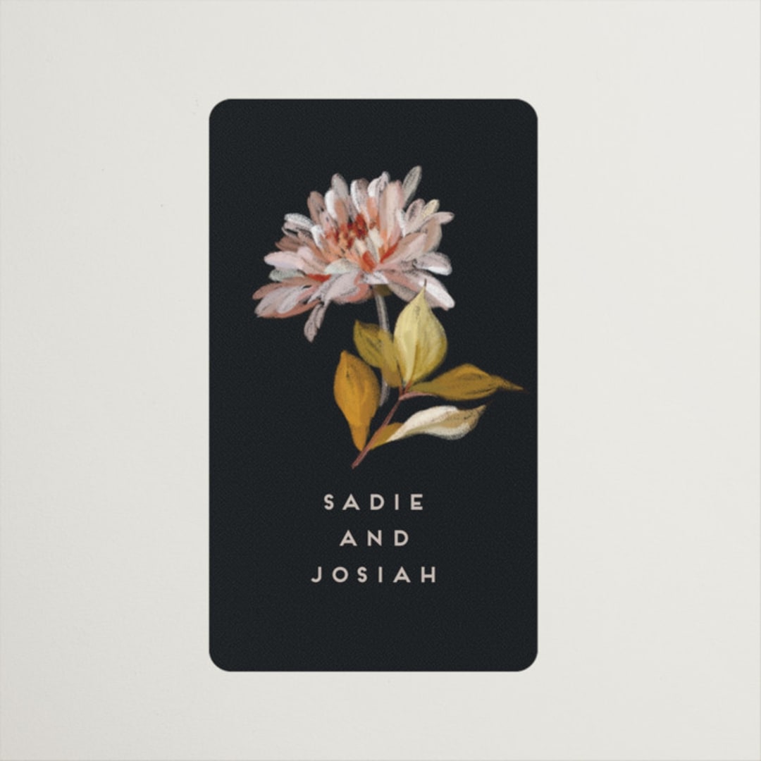 "Dahlia Season" - Wedding Favor Stickers in Navy by Olivia Kanaley Inman - Front