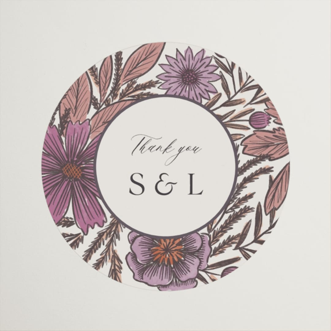 "Fleur" - Wedding Favor Stickers in Sangria by Jen Owens - Front