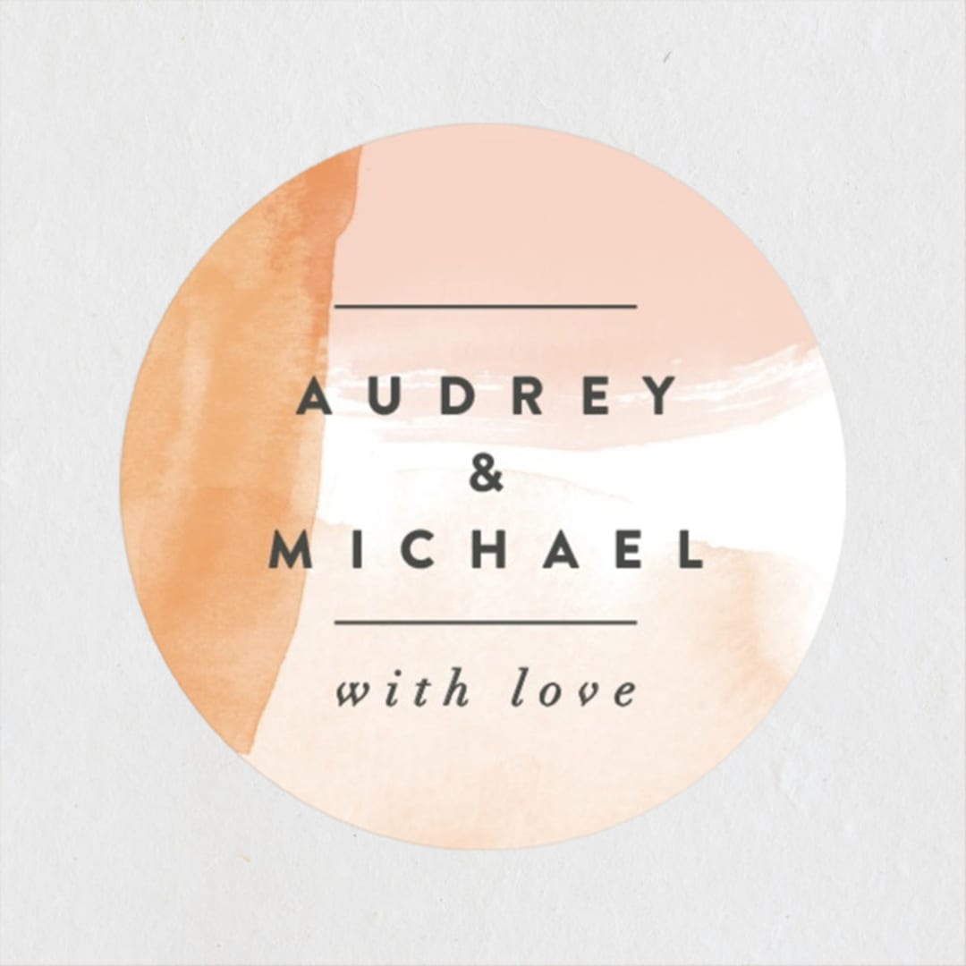 "Watercolor Wisp" - Wedding Favor Stickers in Blush by Ariel Rutland - Front