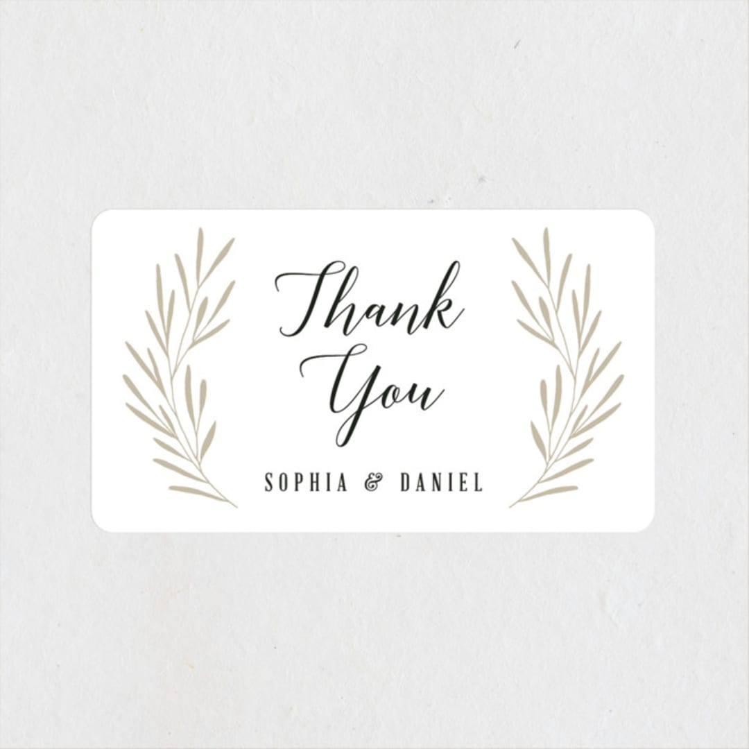 "Gilded Leaves" - Wedding Favor Stickers in Classic White by Kelly Schmidt - Front