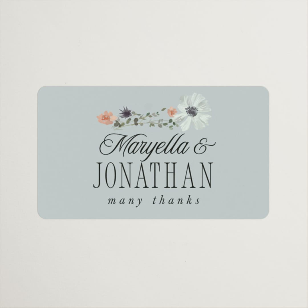 "Blue Garden" - Wedding Favor Stickers in Mist by Hannah Williams - Front
