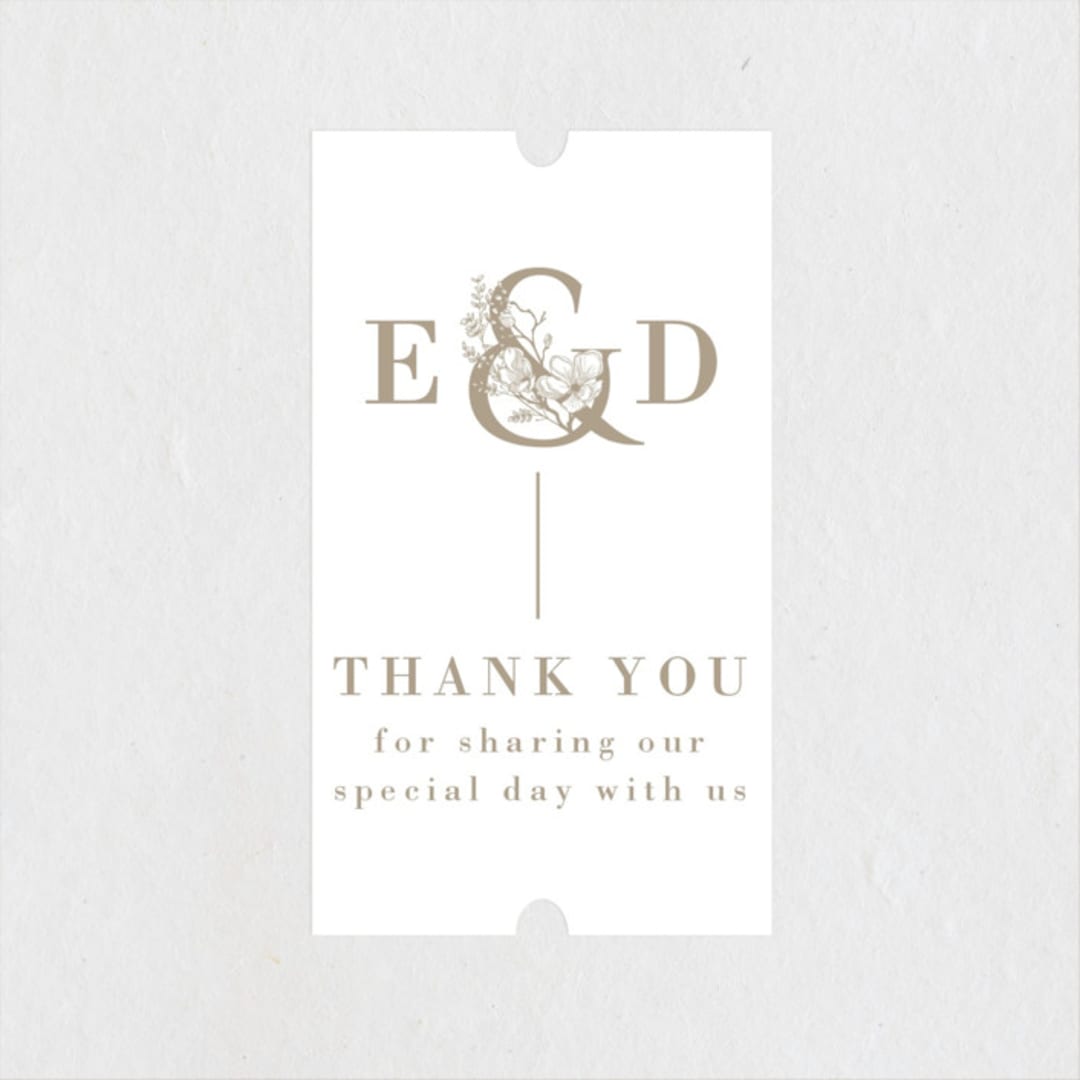 "Floral Ampersand Monogram" - Wedding Favor Stickers in Toffee by Amanda Day - Front