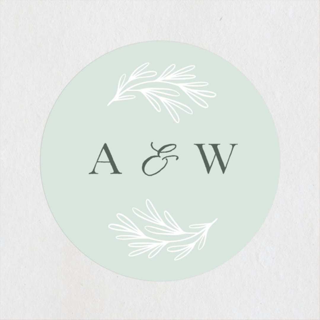 "Fairy Forest" - Wedding Favor Stickers in Sage by Kristen Knechtel - Front