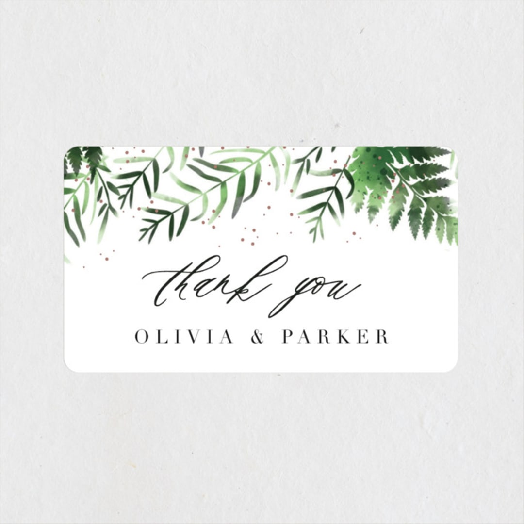 "Framed in Ferns" - Wedding Favor Stickers in Petal by Kristie Kern - Front