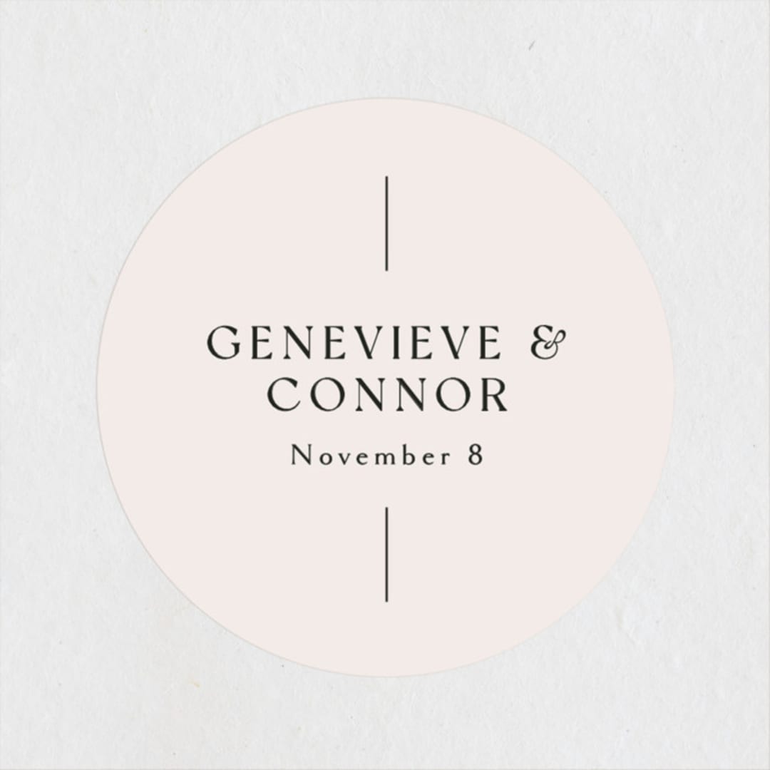 "Genevieve" - Wedding Favor Stickers in Cream by Sandra Picco Design - Front