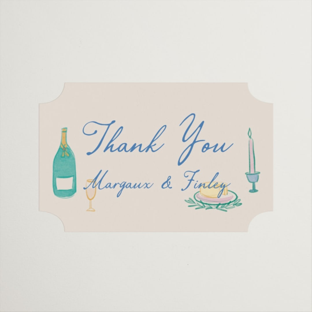 "Dining" - Wedding Favor Stickers in Pastel by Elly - Front