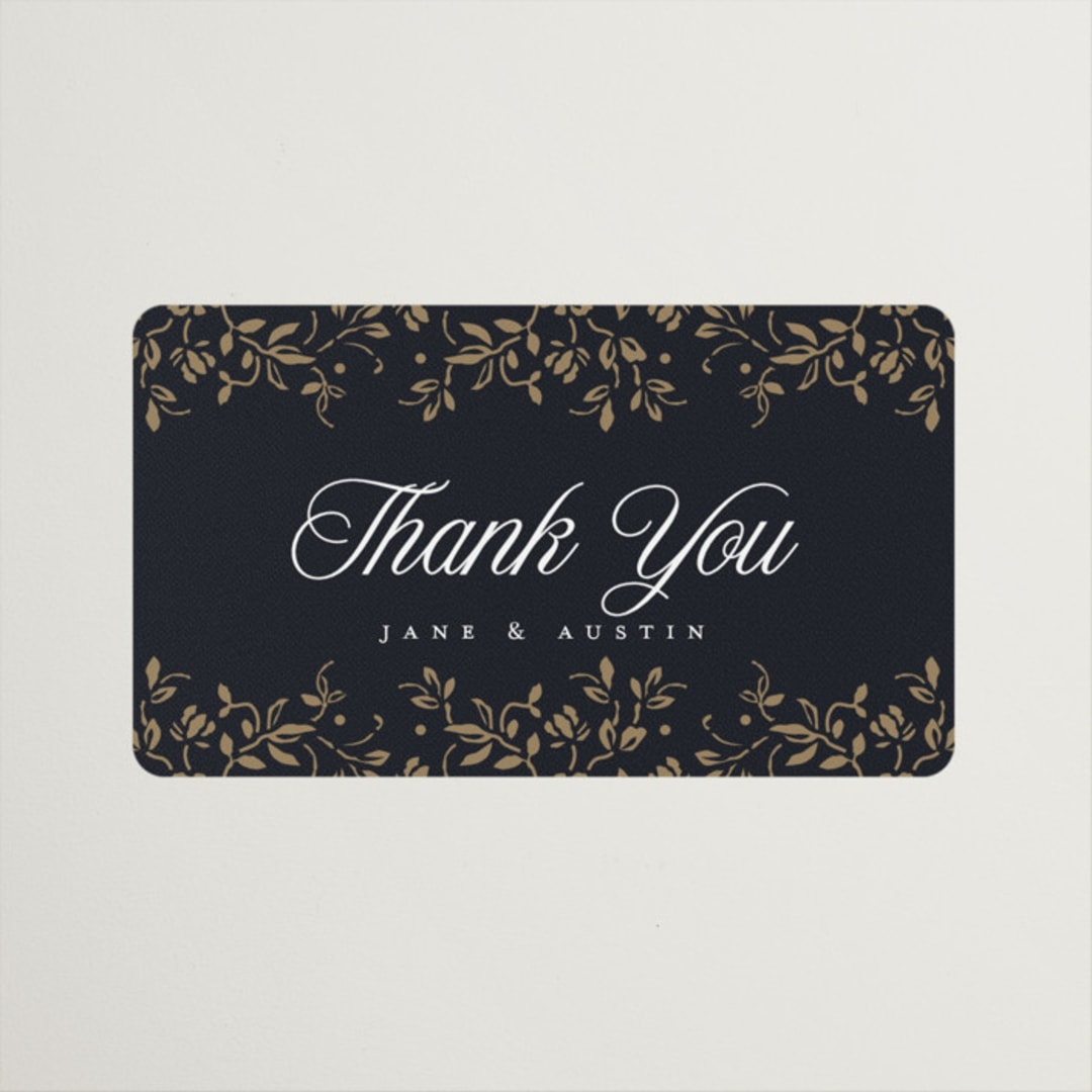 "Regency Grace" - Wedding Favor Stickers in Onyx by Ana de Sousa - Front