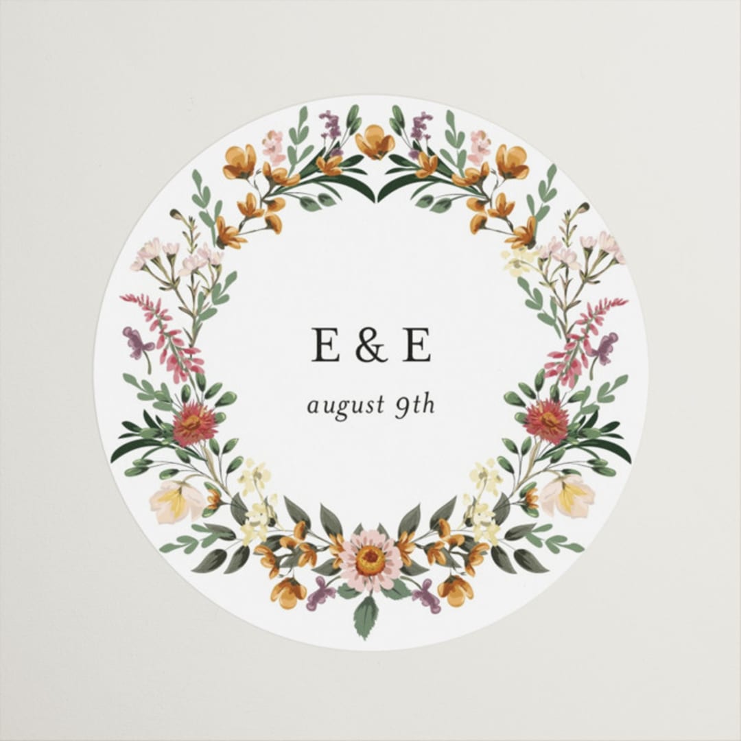 "Blooming Vine" - Wedding Favor Stickers in Blush by Susan Moyal - Front