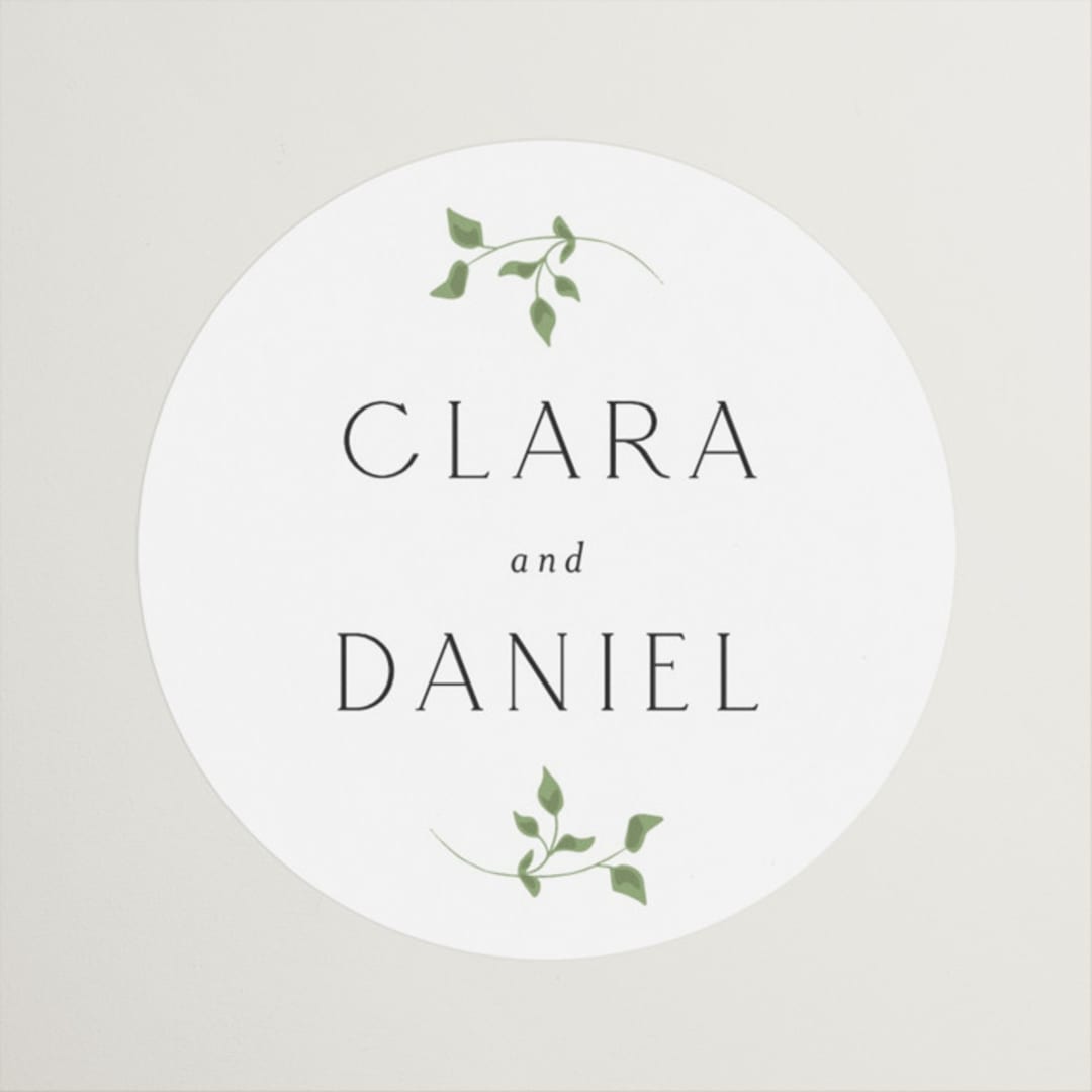 "Delicate Vine" - Wedding Favor Stickers in Alabaster by Susan Moyal - Front