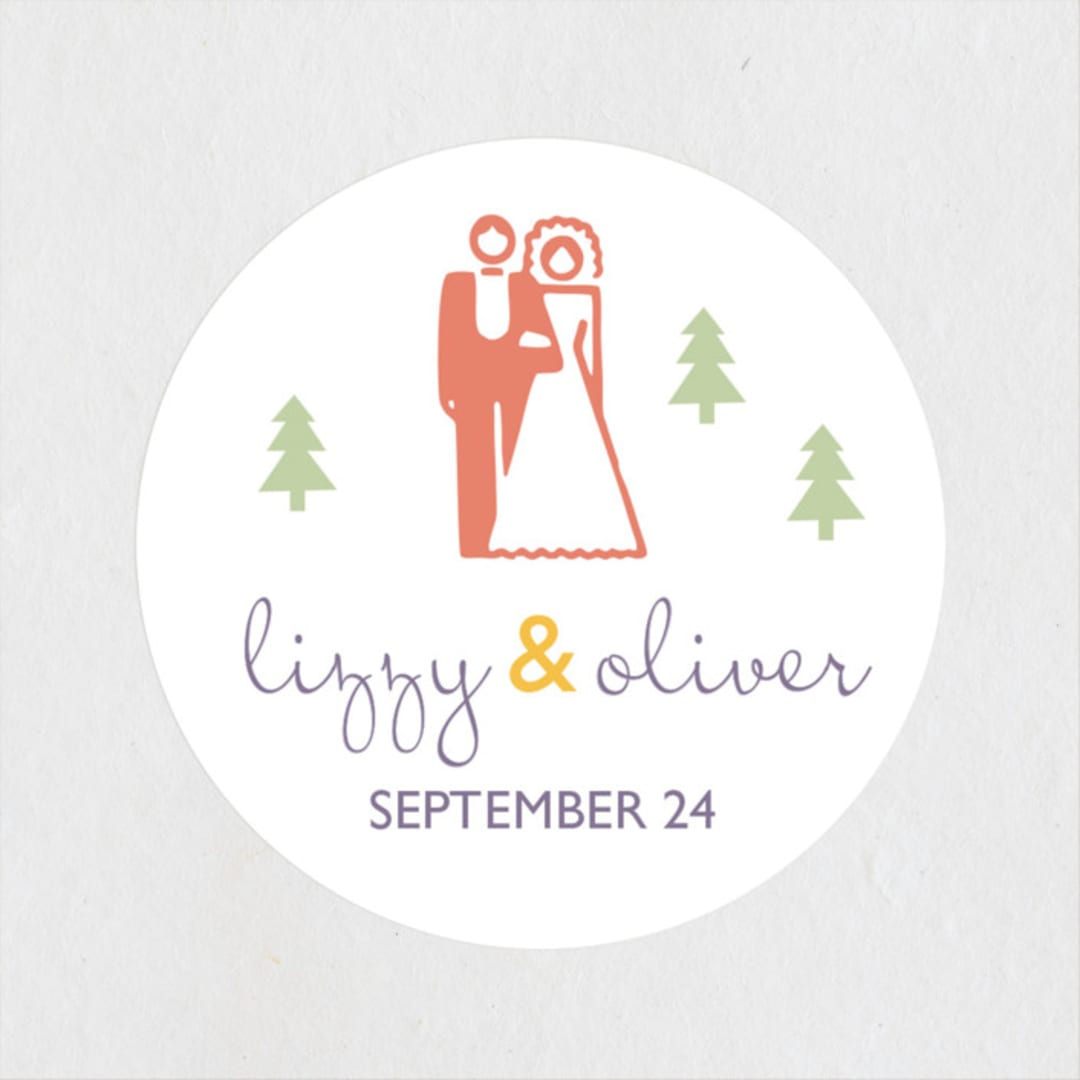 "Destination" - Wedding Favor Stickers in Lilac Haze by leslie hamer - Front