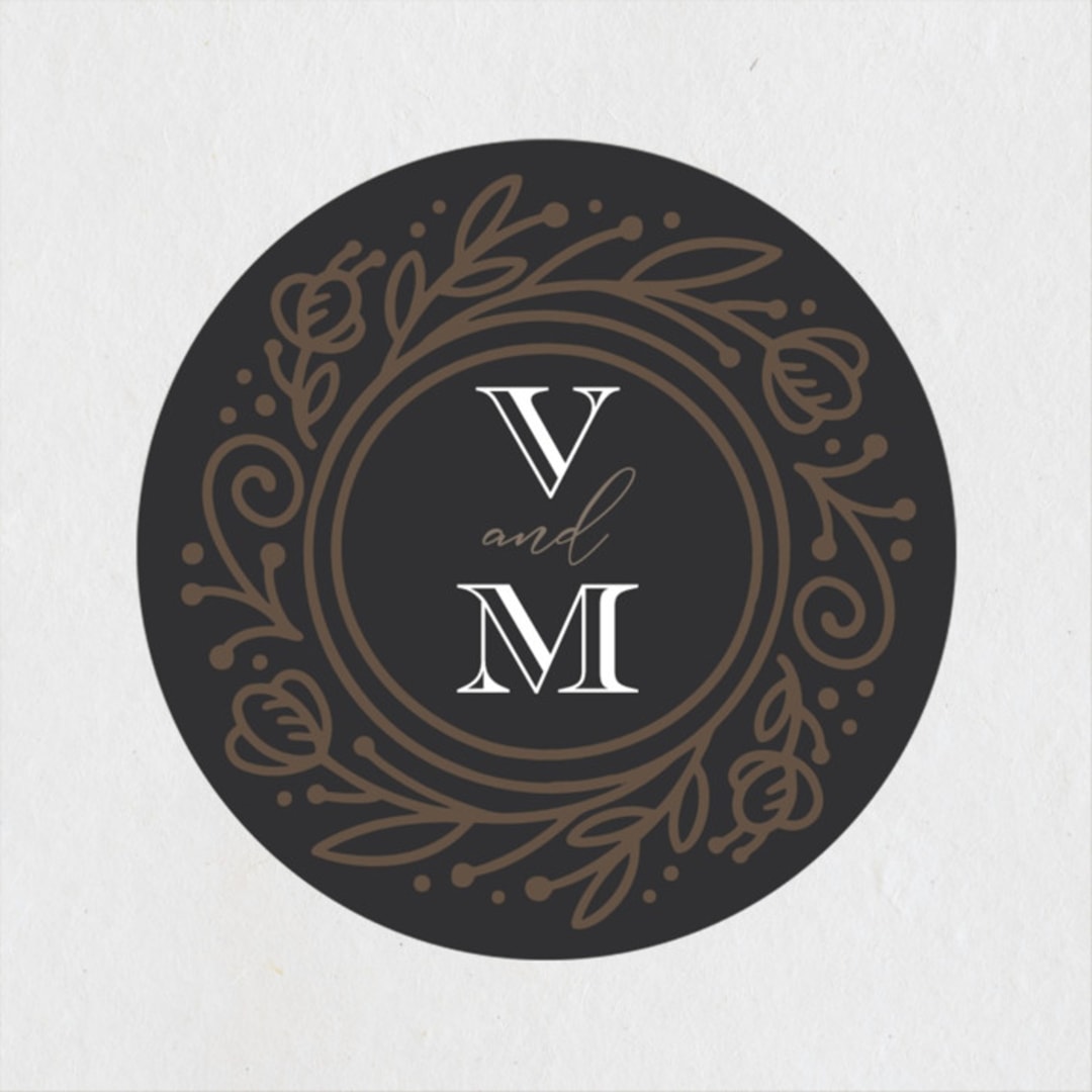 "Eternal Love" - Wedding Favor Stickers in Dark Chocolate by Laura Bolter - Front