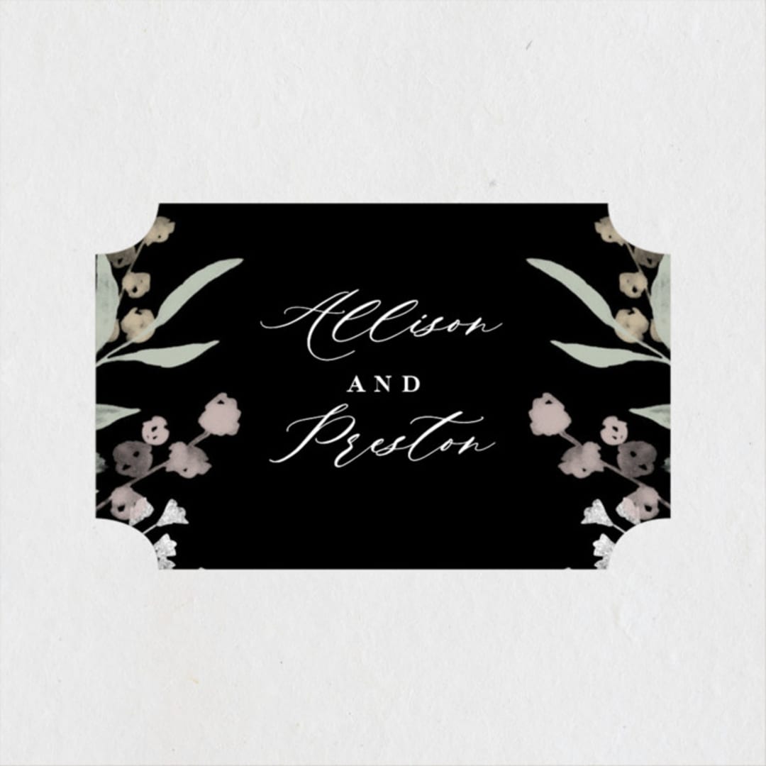 "Enchanted fields" - Wedding Favor Stickers in Noir by Jennifer Wick - Front