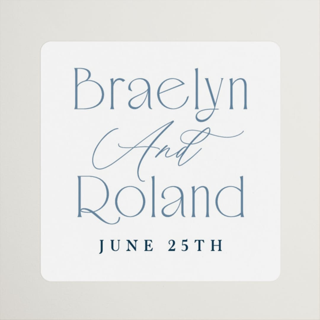 "Modern Romance" - Wedding Favor Stickers in Navy by Hooray Creative - Front