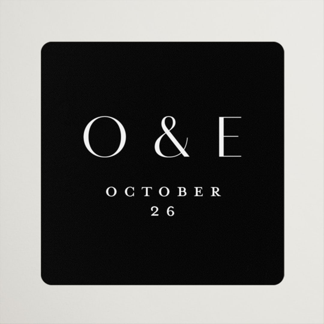 "Modern Classic Names" - Wedding Favor Stickers in Onyx by Emily Betts - Front