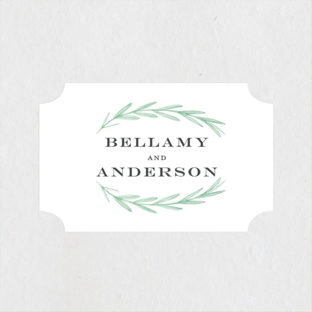"Painted Leaves" - Wedding Favor Stickers in Evergreen by Olivia Raufman - Front