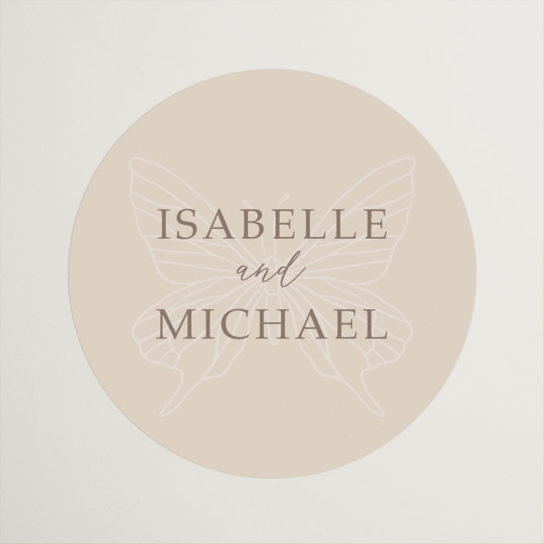 "Magnolias" - Wedding Favor Stickers in Sky by Sabrin Deirani - Front