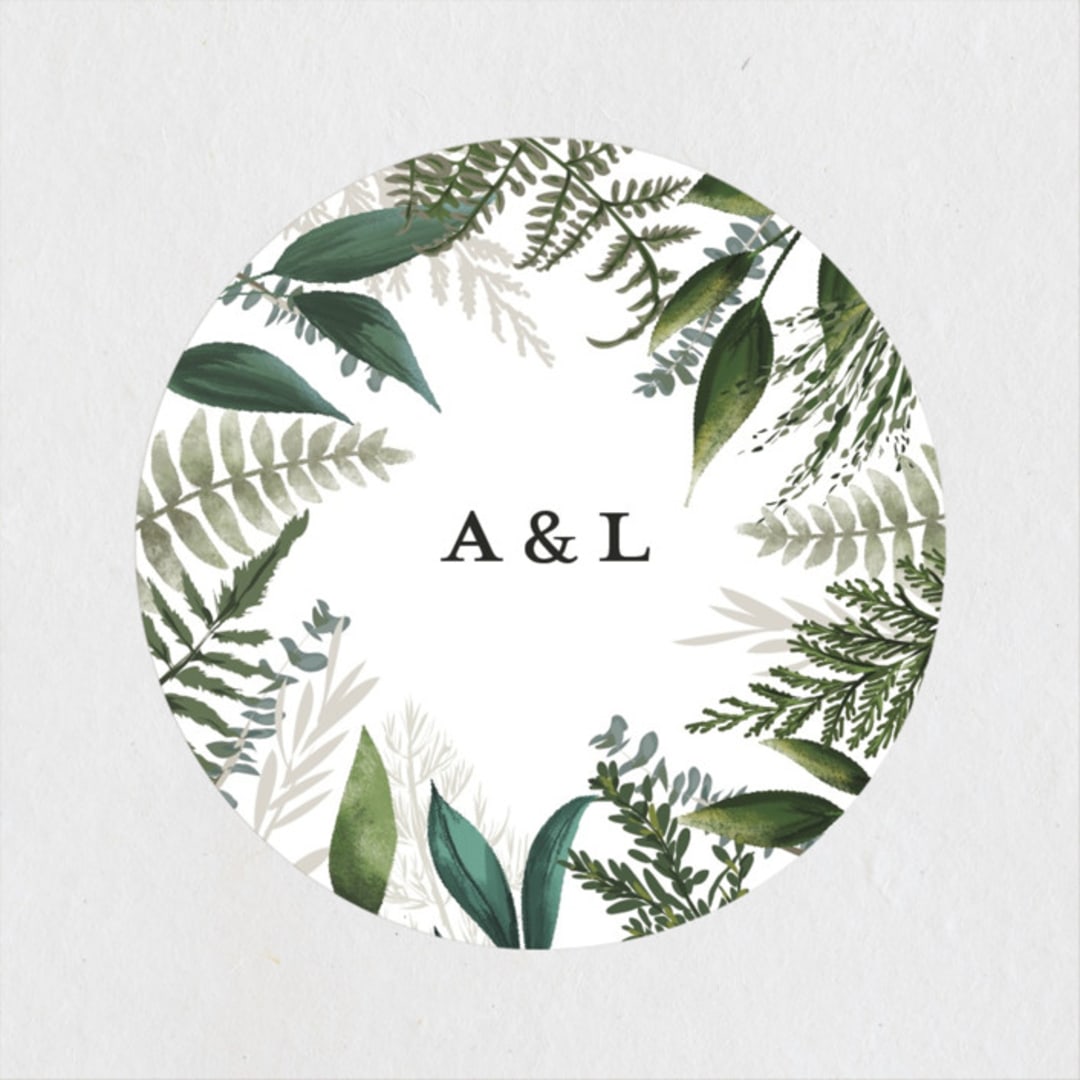 "Fresh Vines" - Wedding Favor Stickers in Fern by Susan Moyal - Front