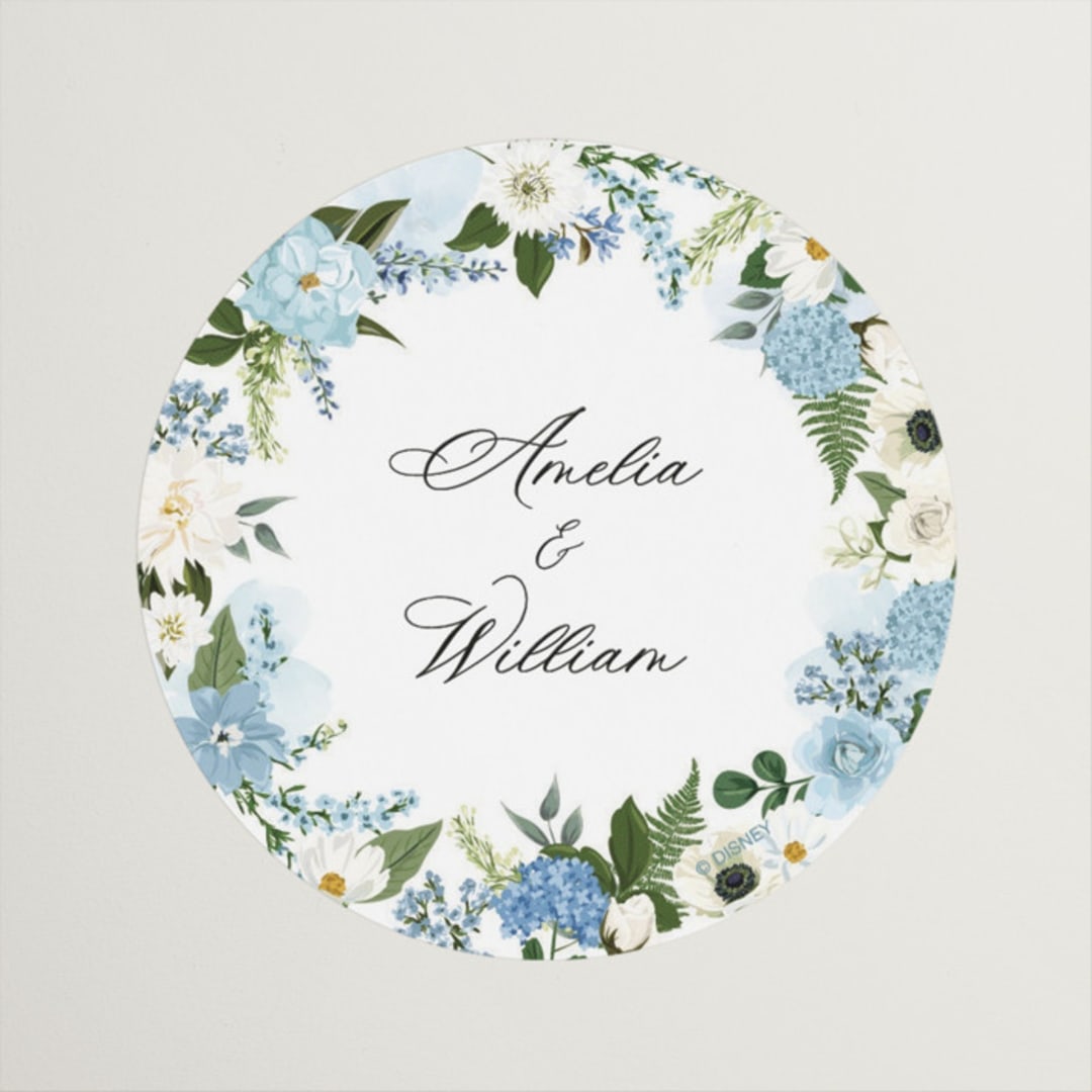 "Disney's Cinderella Fairytale" - Wedding Favor Stickers in Bluebell by Susan Moyal - Front