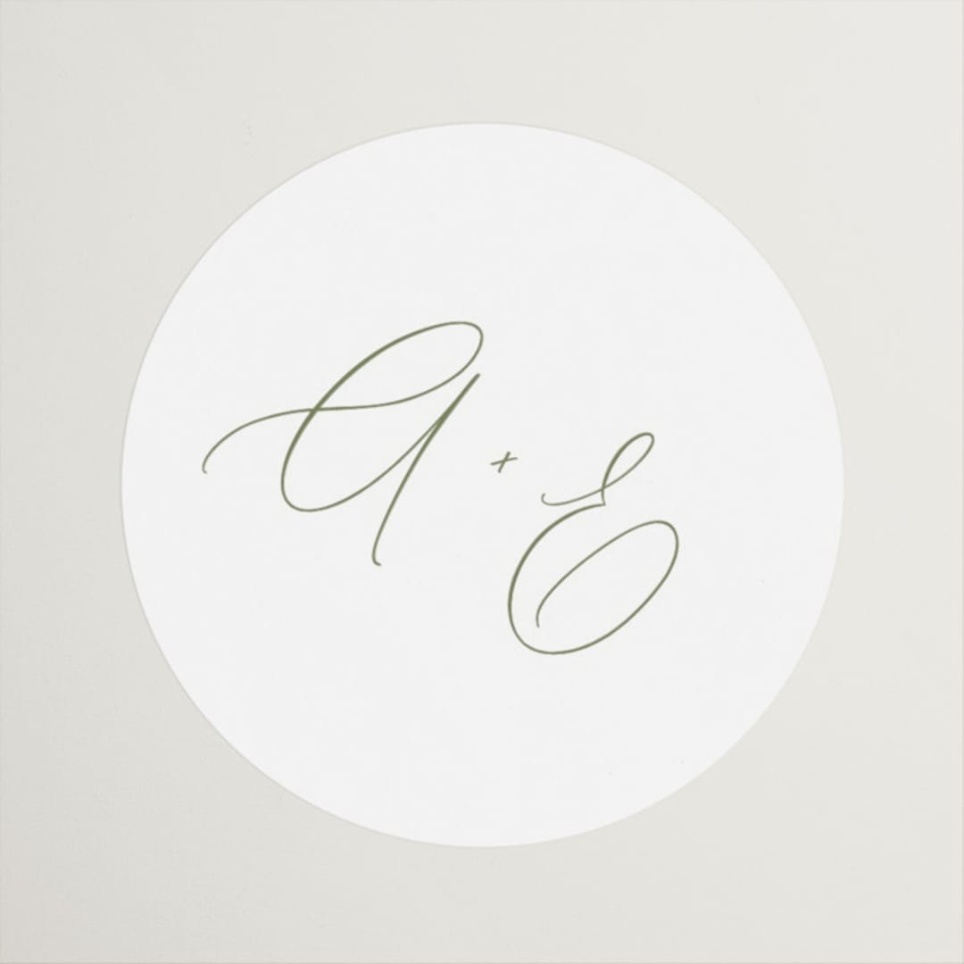 "Amelia" - Wedding Favor Stickers in Olive by Kristie Kern - Front