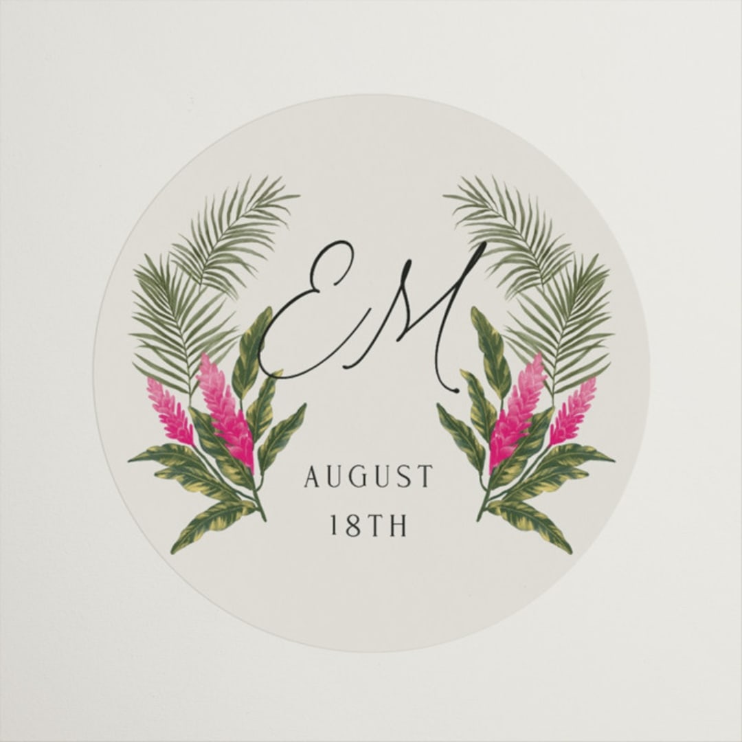 "Tropical garden" - Wedding Favor Stickers in Lime by Elly - Front