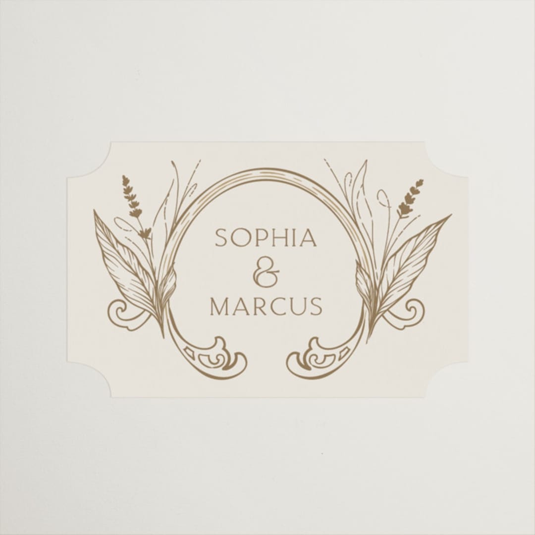 "Charming" - Wedding Favor Stickers in Almond by GeekInk Design - Front