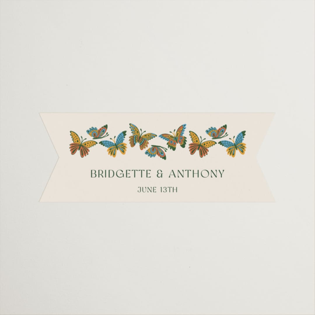 "Flutter" - Wedding Favor Stickers in Sunset by Jen Owens - Front