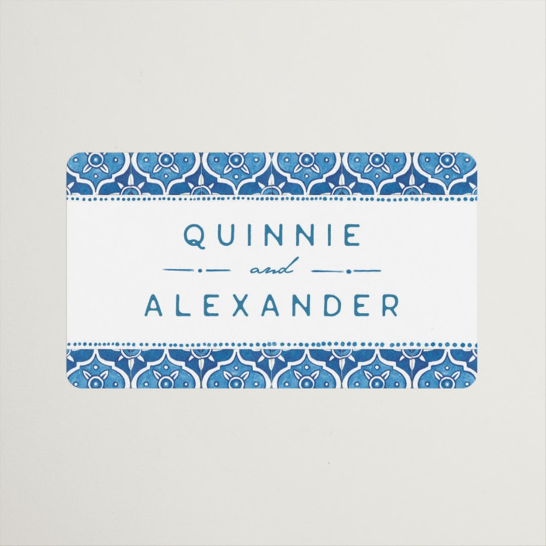 "watercolor tile" - Wedding Favor Stickers in Navy by Anastasia Makarova - Front