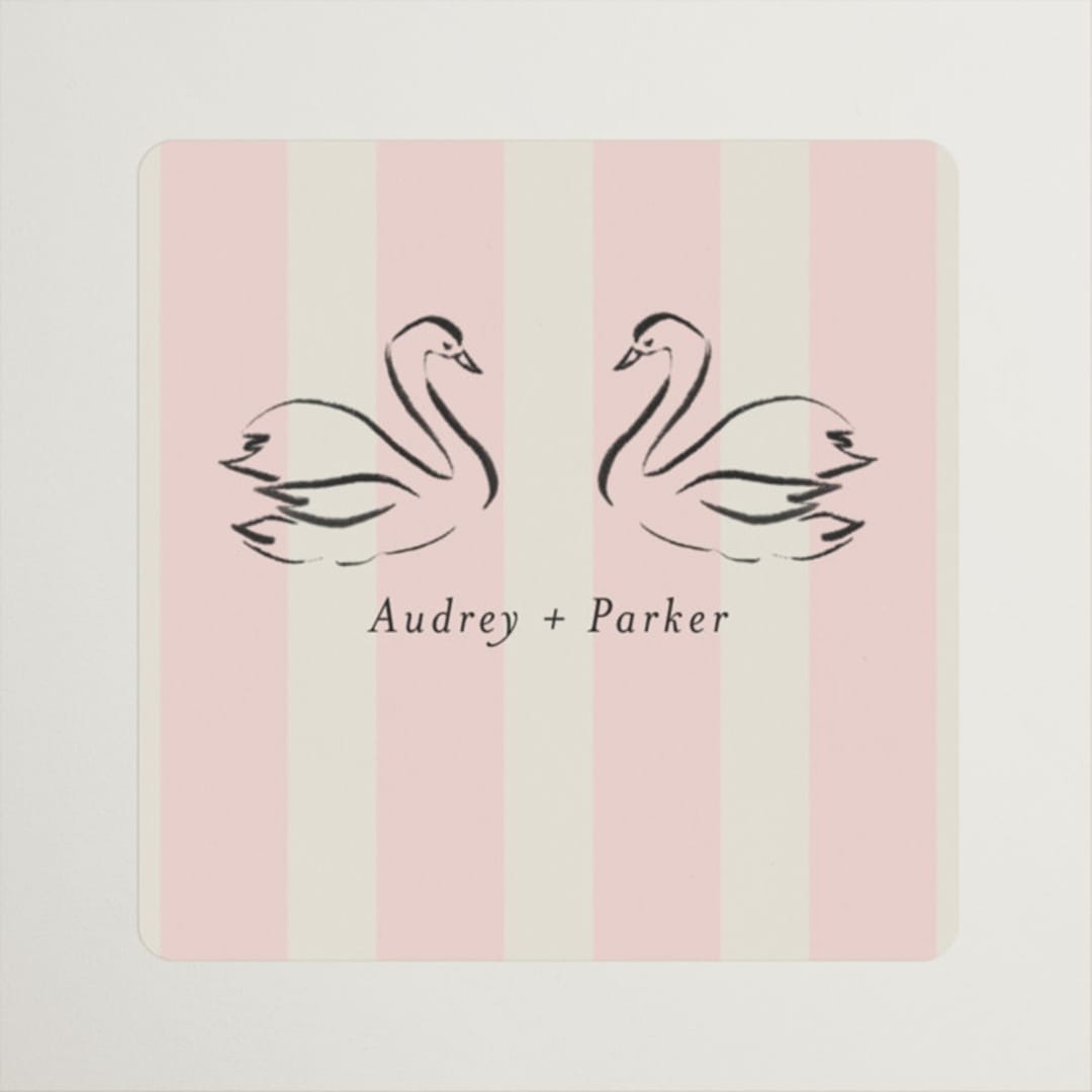 "Hand Illustrated Crest" - Wedding Favor Stickers in Peony by Jackie Crawford - Front