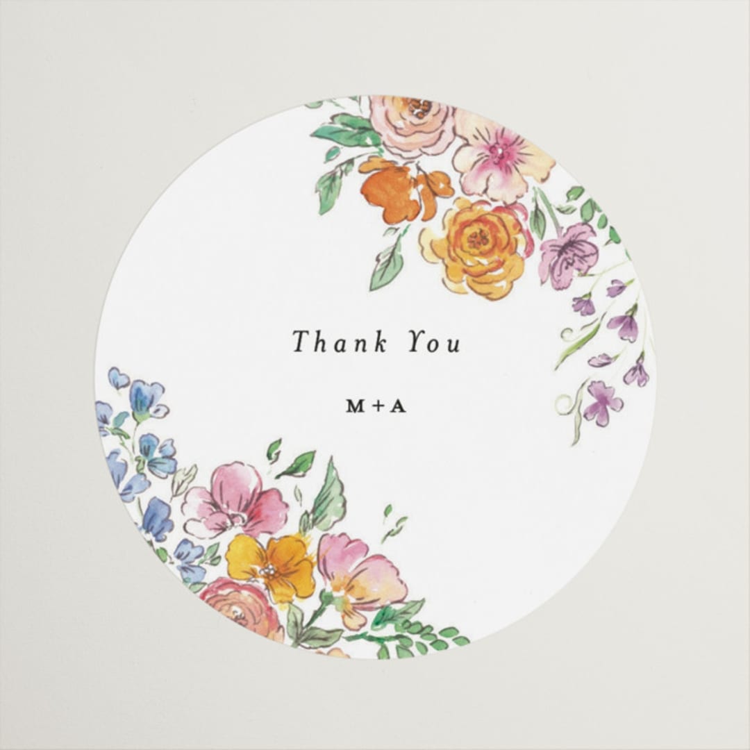 "Floral Pop" - Wedding Favor Stickers in Tropical by Itsy Belle Studio - Front